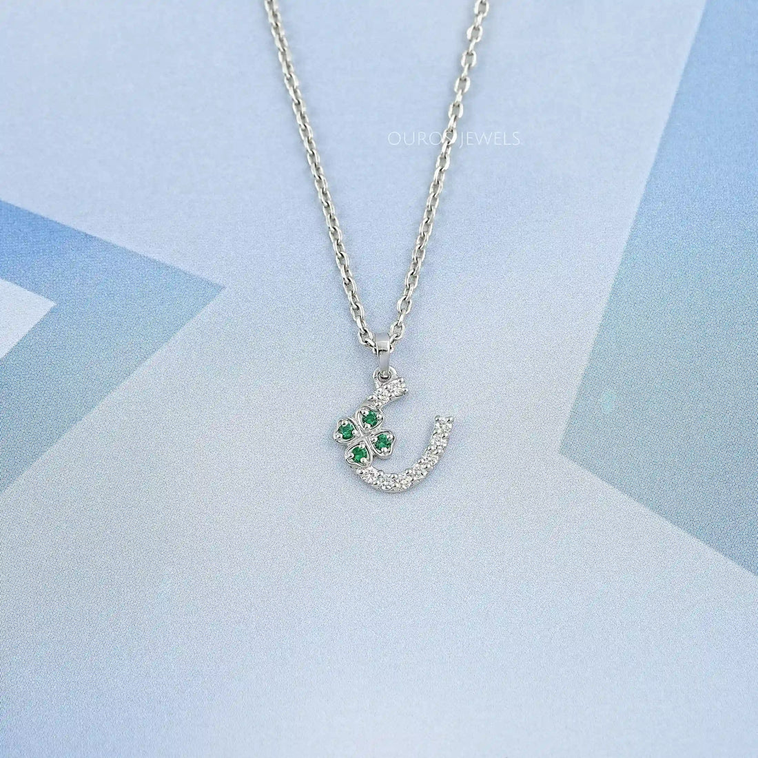 Round Green Gemstone Leaf Charm Pendant Necklaces