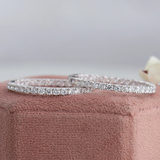 Round Diamond Inside Out Hoop Earrings Earring