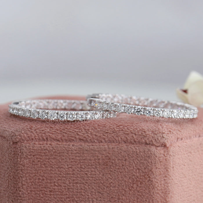 Round Diamond Inside Out Hoop Earrings