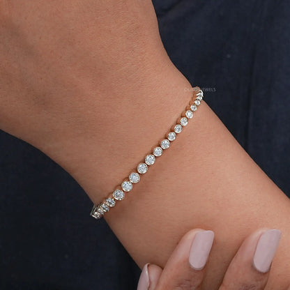 Classic Round Bezel Lab Diamond Tennis Bracelet Bracelet