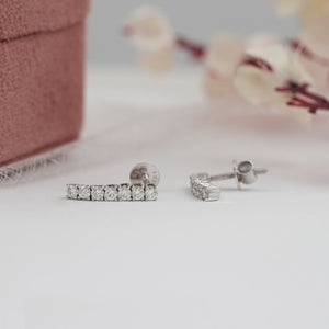 Round Lab Diamond Linear Drop Earring