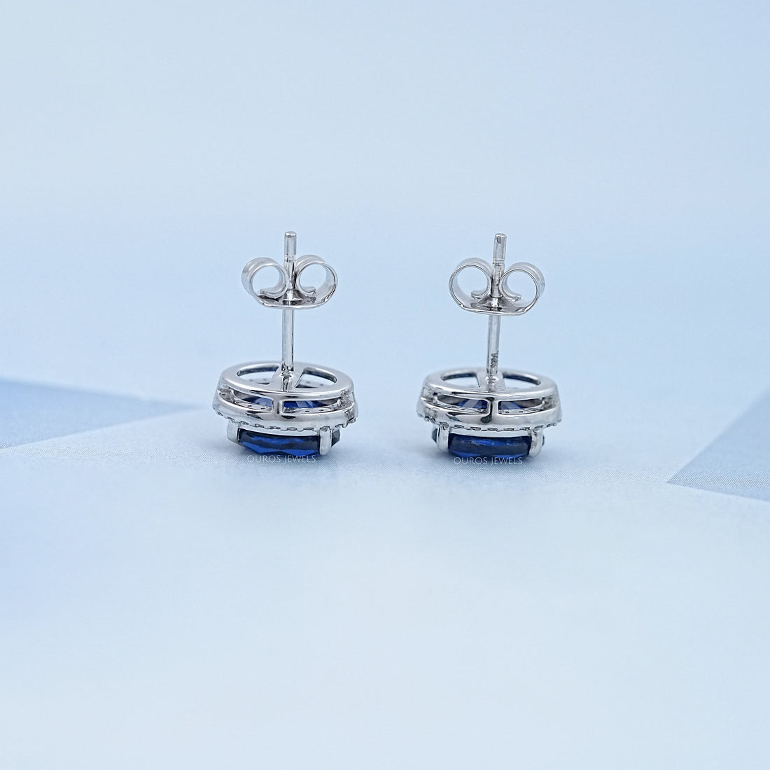 Oval Cut Sapphire Gemstone Stud Earring