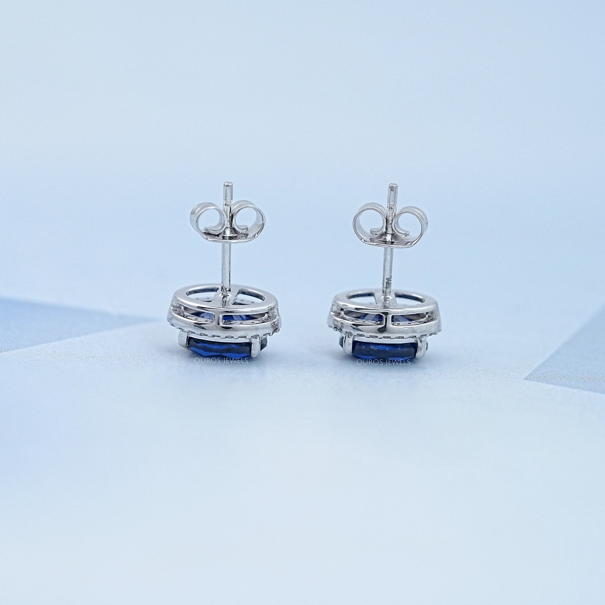 Oval Cut Sapphire Gemstone Stud Earring