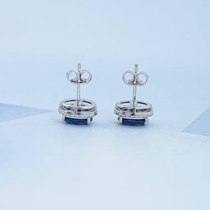 Oval Cut Sapphire Gemstone Stud Earring