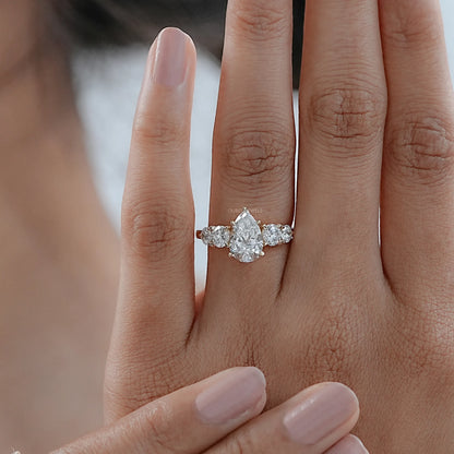 Pear And Round Diamond Five Stone Engagement Ring Rings