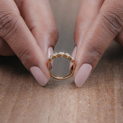 Five stone Round Lab Diamond Bezel Set Engagement Ring