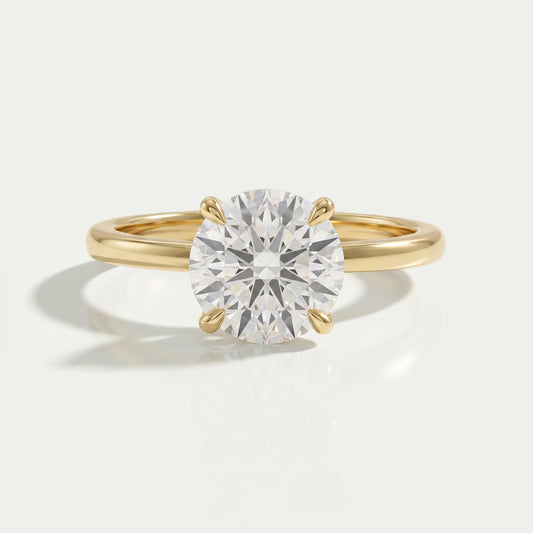 Round Lab Diamond Hidden Halo Solitaire Engagement Ring Rings