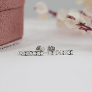 Round Lab Diamond Linear Drop Earring