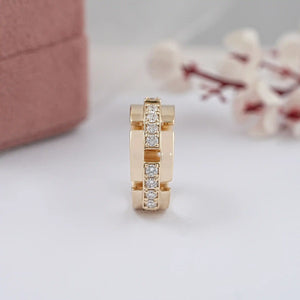 Yellow Gold Round Cut Lab Diamond Wedding Band