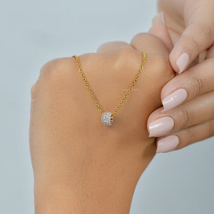 Round Lab Diamond Barrel Pendant Necklaces