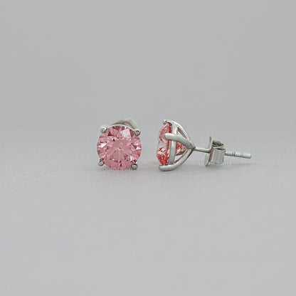Pink And Blue Round Diamond Stud Earrings Earring