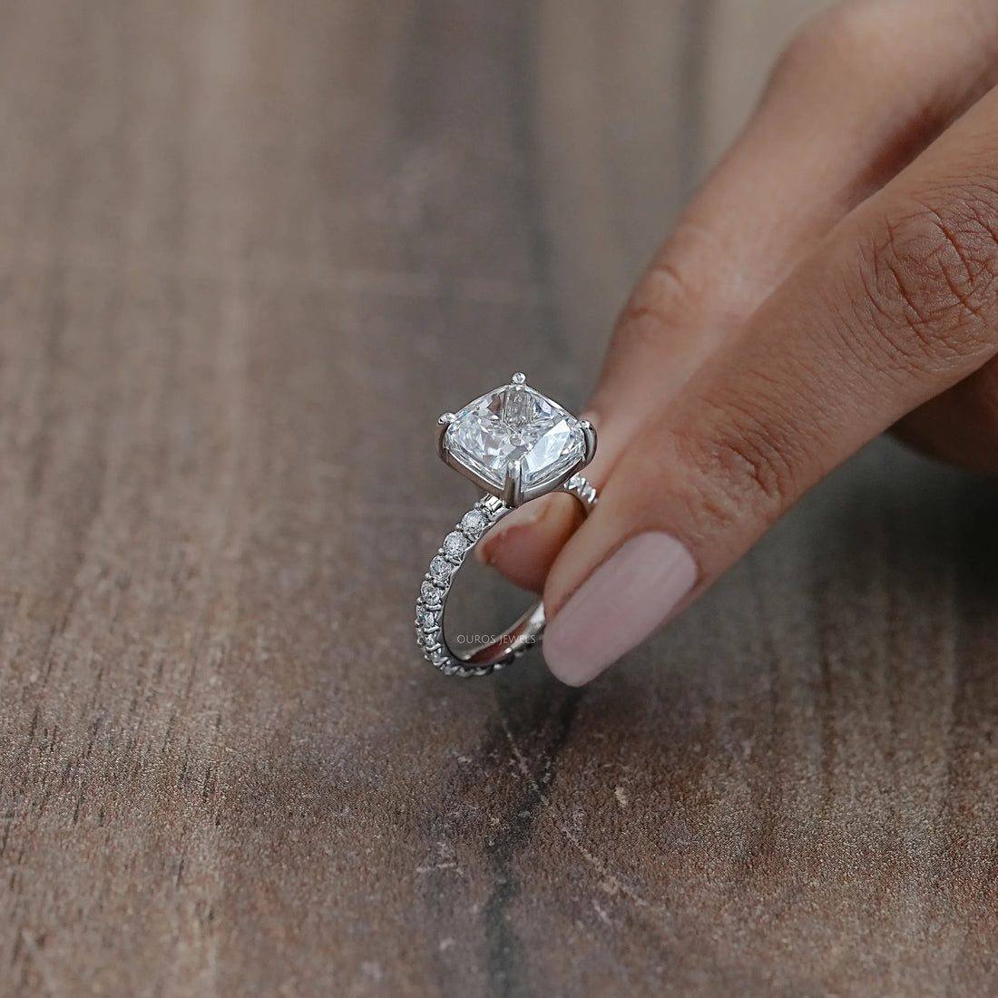 Square Cushion Lab Diamond Eternity Engagement Ring Rings
