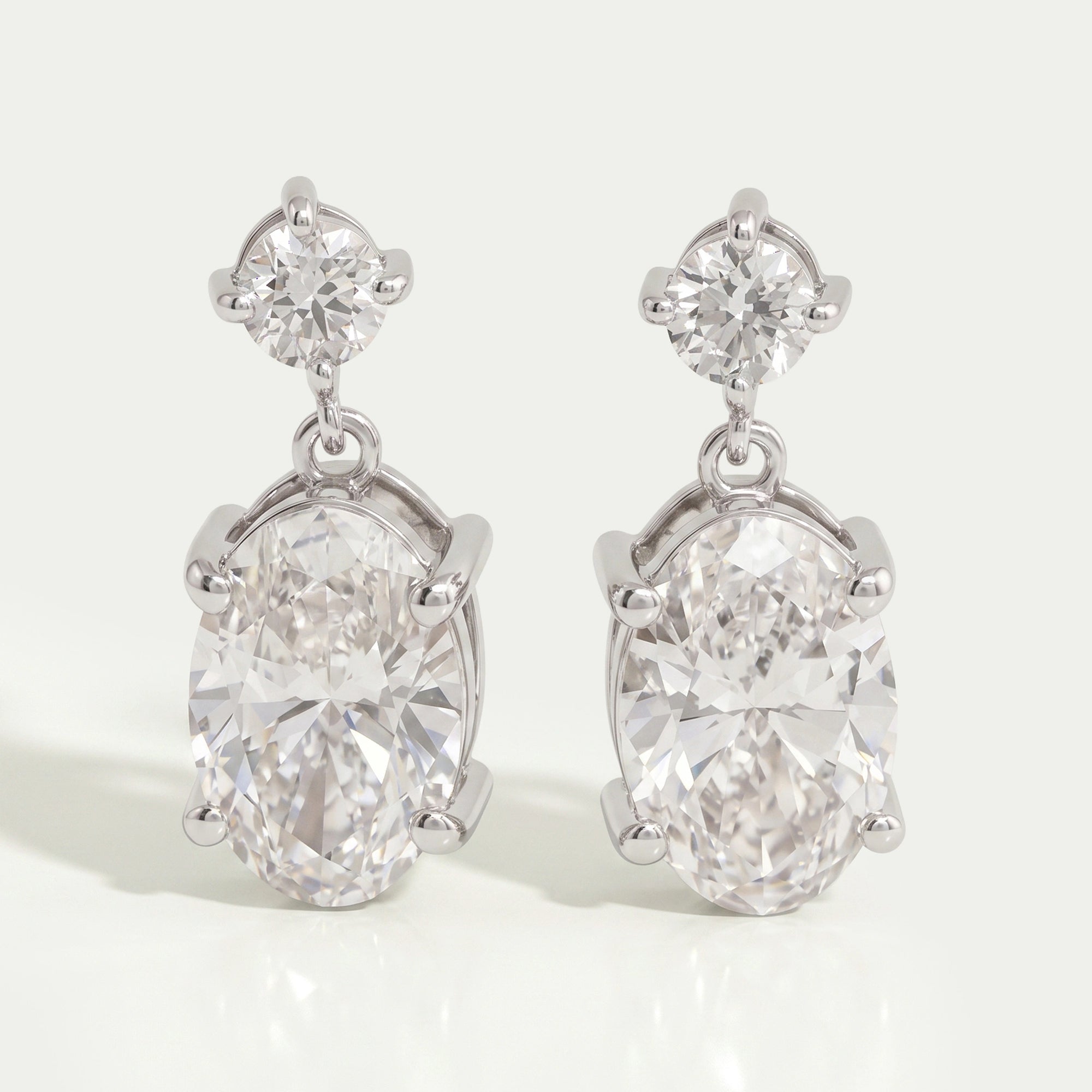 Round And Oval Cut Lab Diamond Drop Dangle Earring