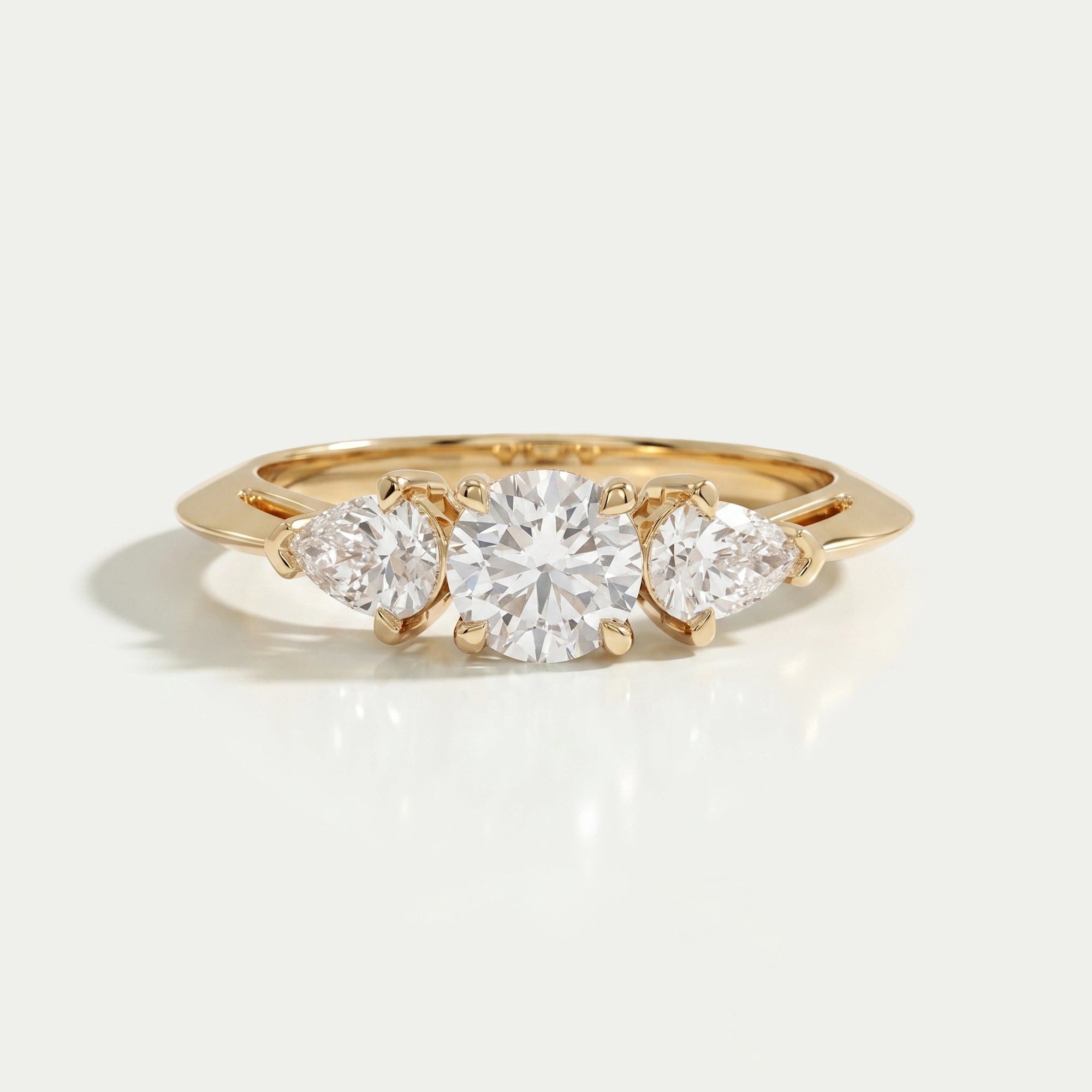 3 Stone Round Cut Lab Diamond Engagement Ring Rings