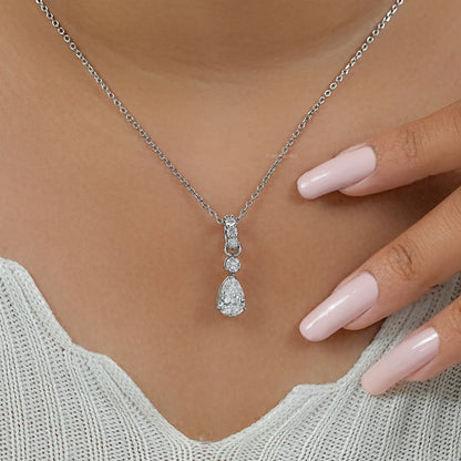 Pear And Round Lab Diamond Drop Pendant
