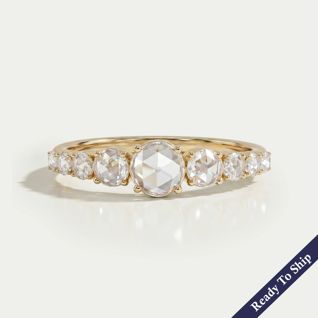 Round Rose Cut Lab Diamond Engagement Ring Ring