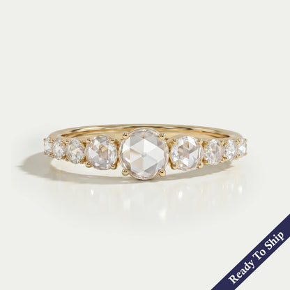 Round Rose Cut Lab Diamond Engagement Ring Ring