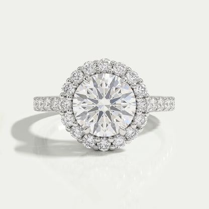 Round Cut Halo With Accent Diamond Engagement Ring