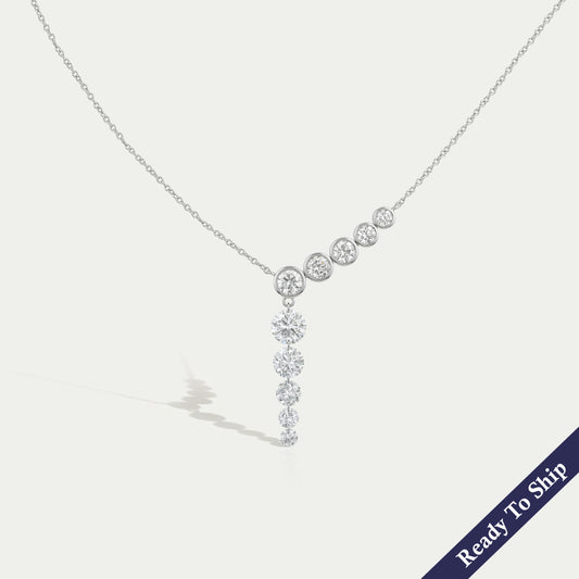Round Lab Diamond Y - Lariat Necklace Necklaces