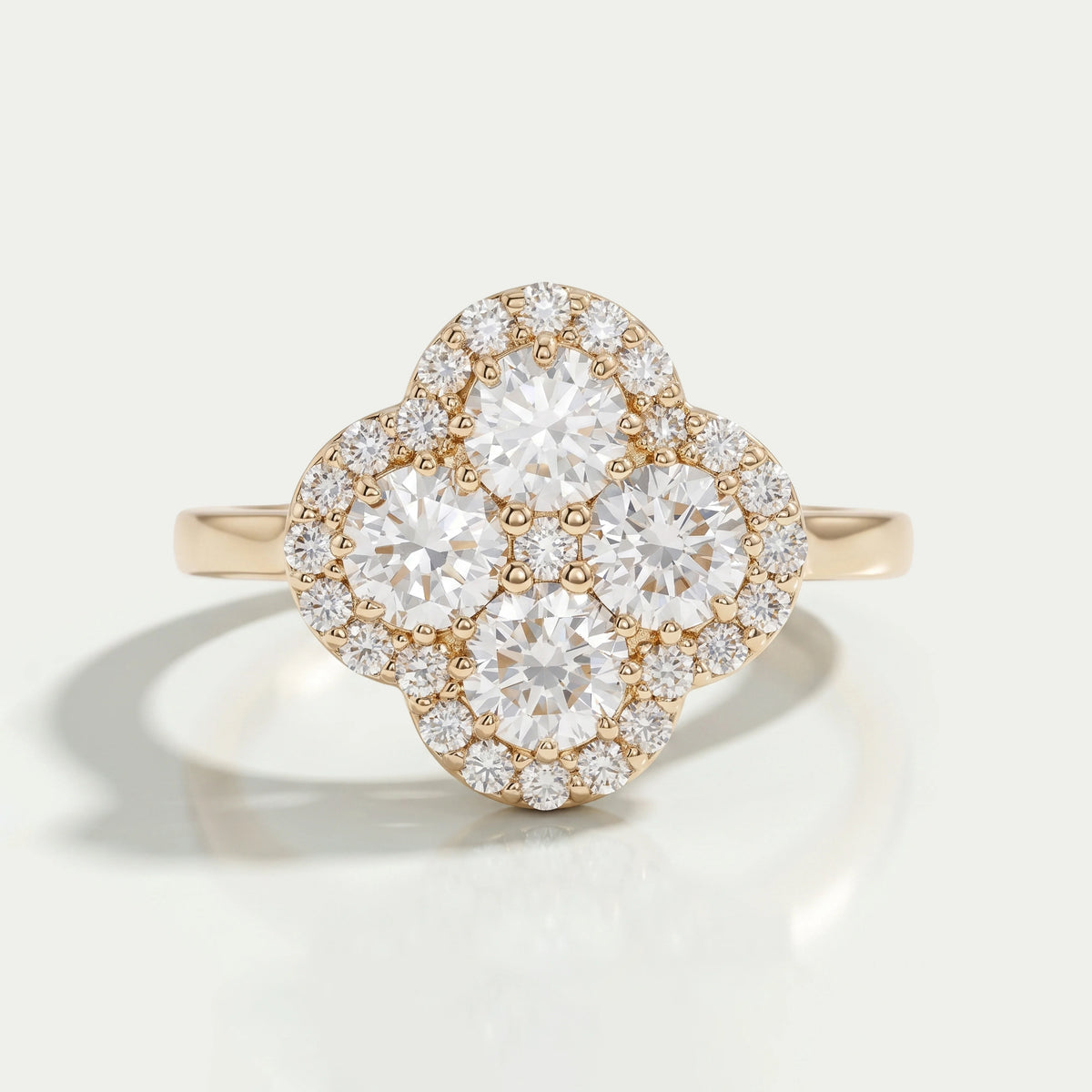Halo Flower Shape Round Lab Diamond Anniversary Ring Ring