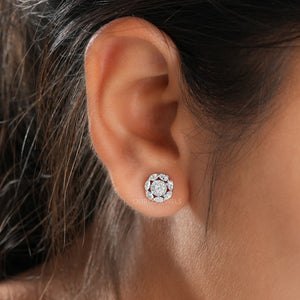 round cluster diamond halo earrings 