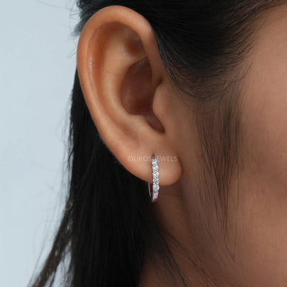 Round Cut Diamond Hoop Earrings Earring
