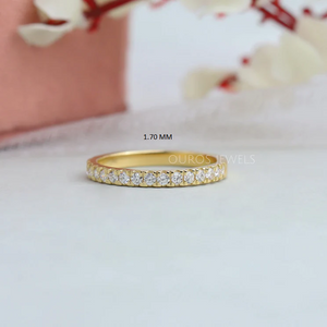 Round Cut Lab Grown Diamond  Half Eternity Wedding Band