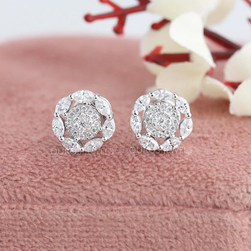 Round Diamond Halo Earrings