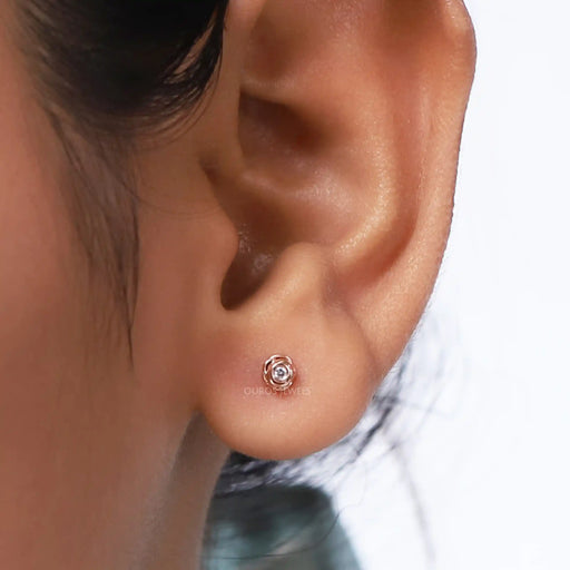 Blushing Rose Studs Earrings in rose gold featuring lab-grown diamonds.