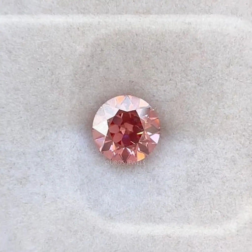 front view 2.50 carat round pink loose old european cut diamond lab made