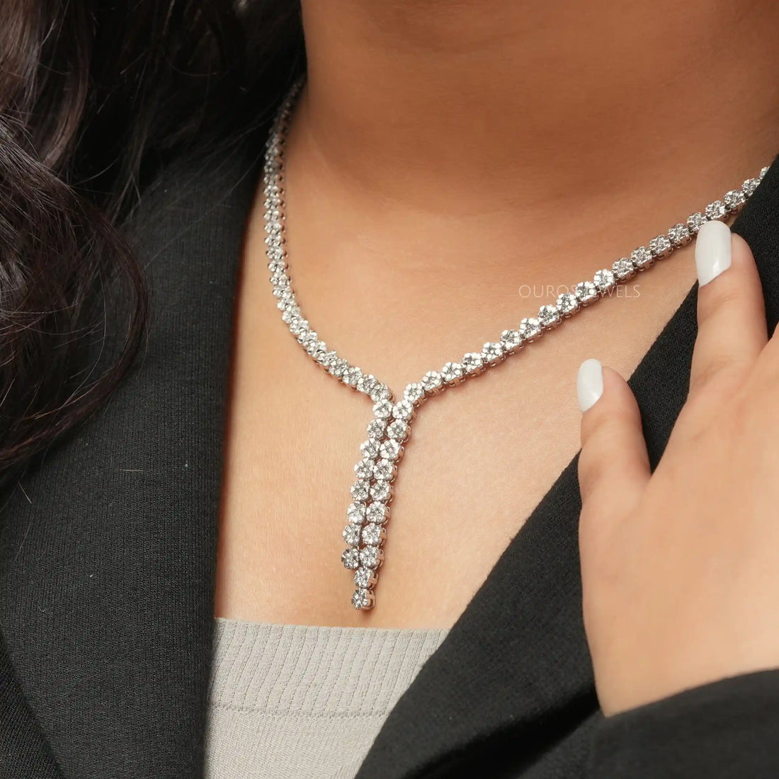 Round Cut Lab Grown Diamond Necklace Set