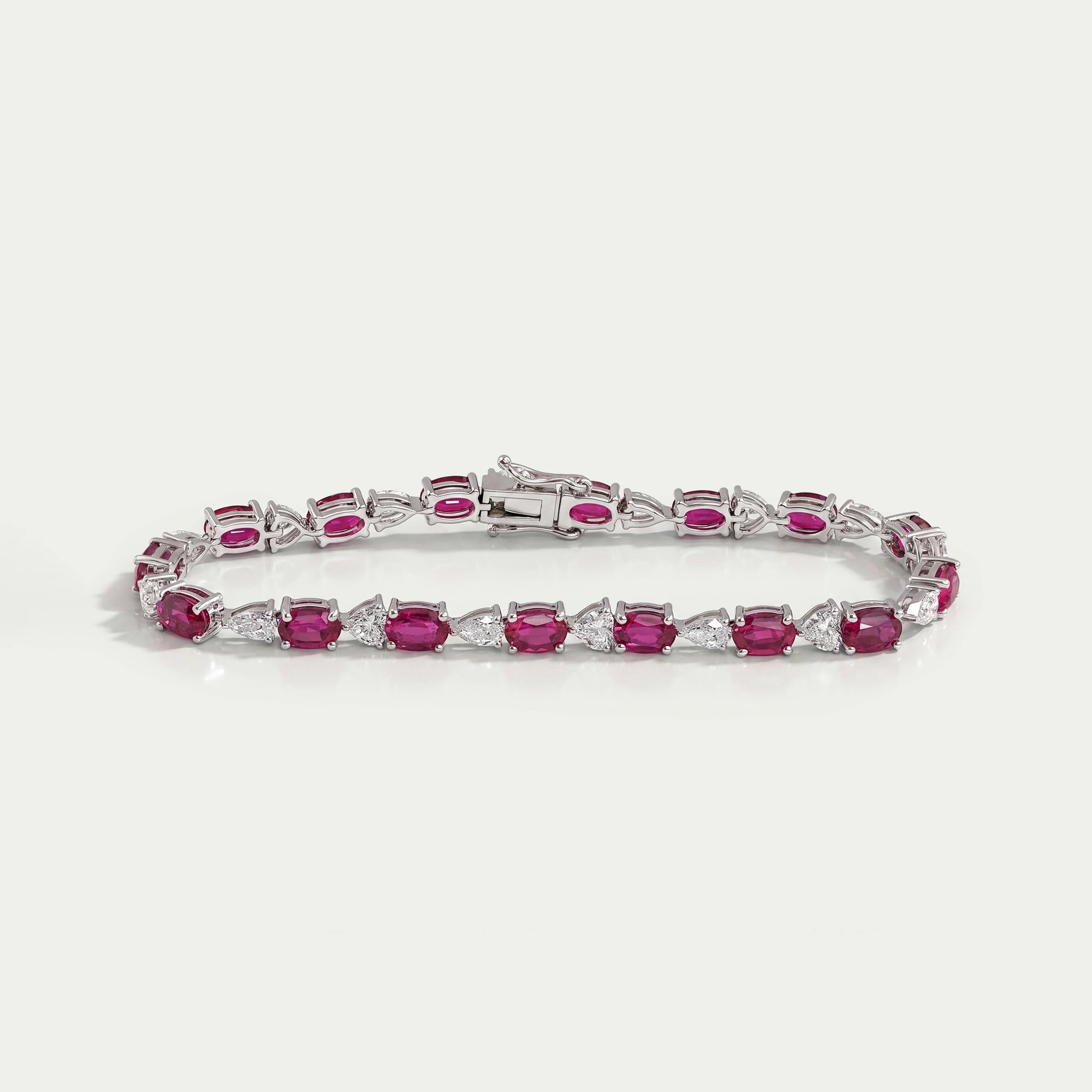 Ruby Oval and Diamond Tennis Bracelet Bracelet