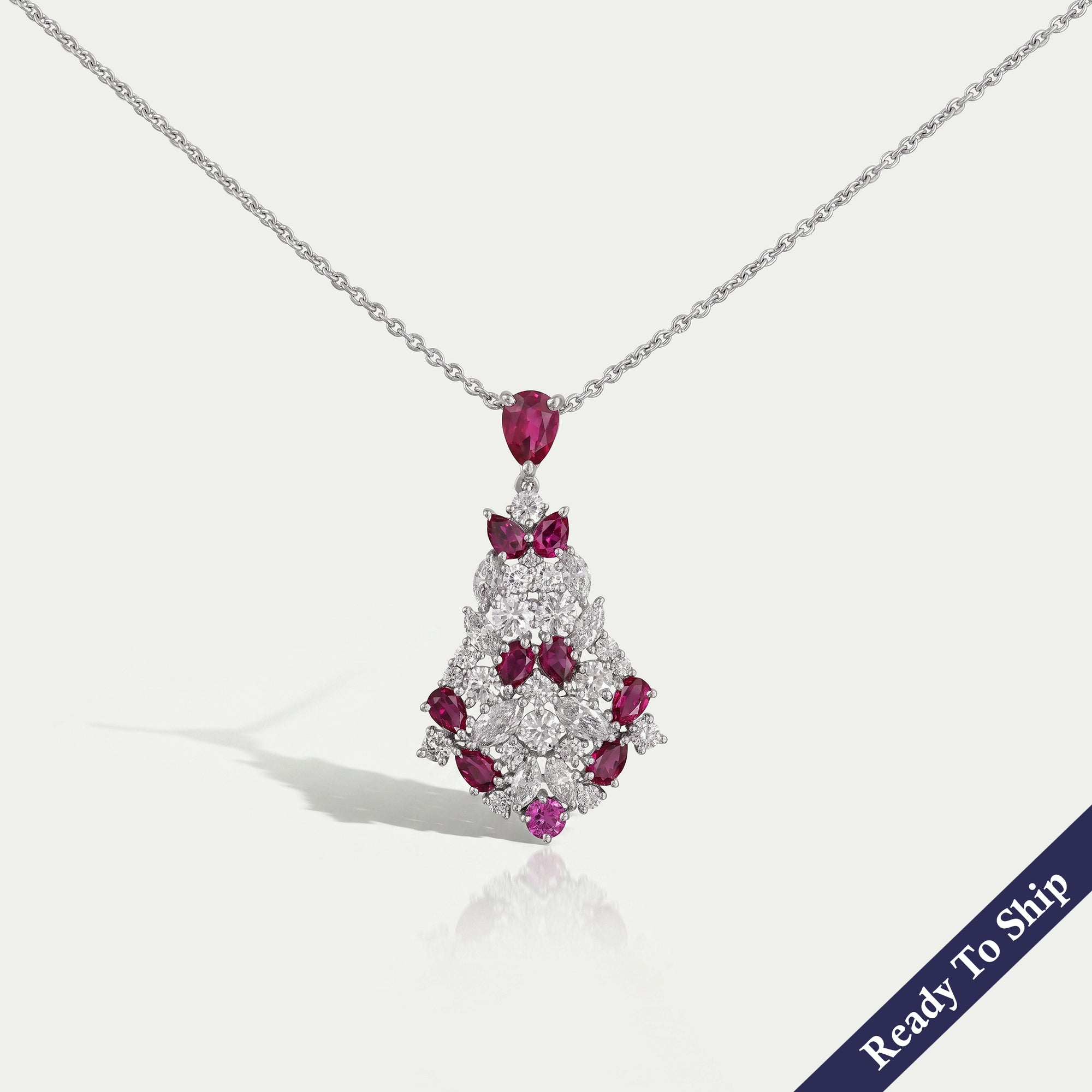 Pink Ruby Gemstone Cluster Pendant