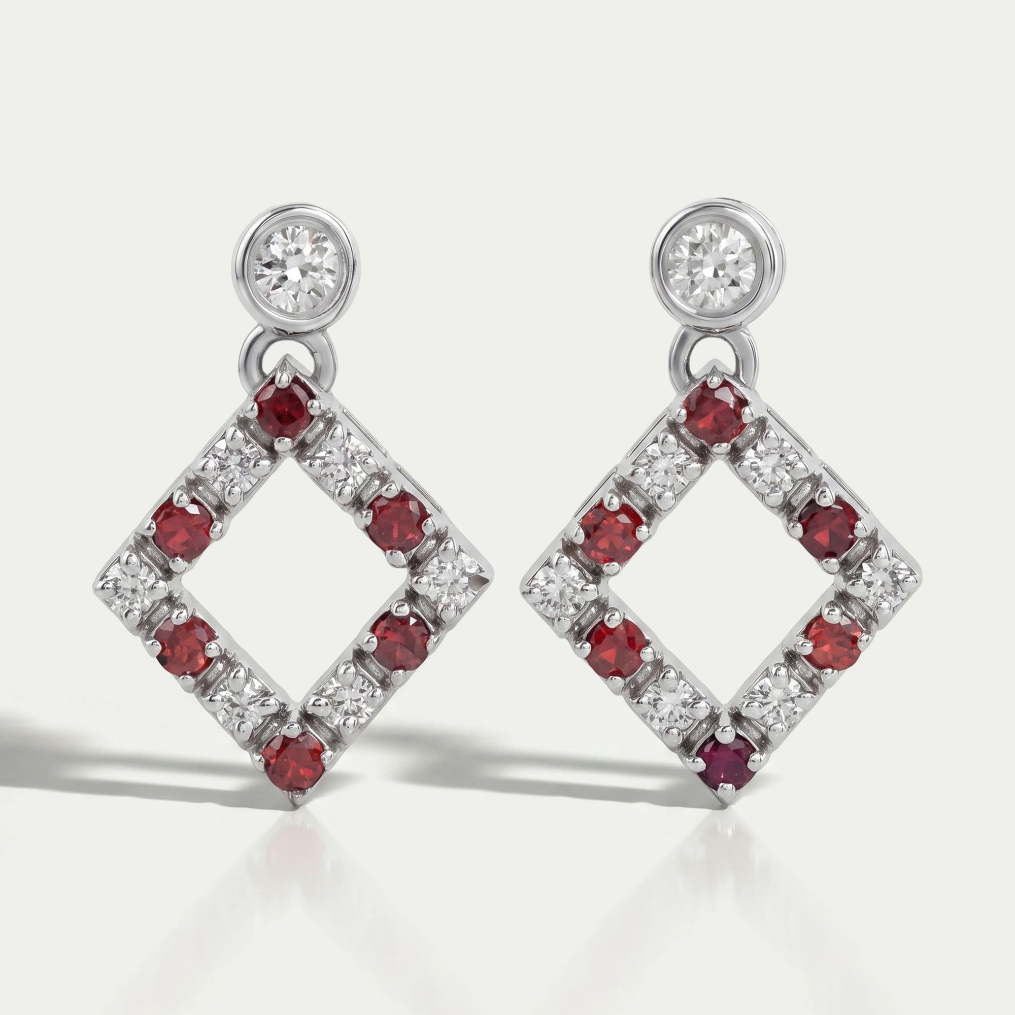 Bezel Set Round Ruby Gemstone Accent Drop Earrings Earring