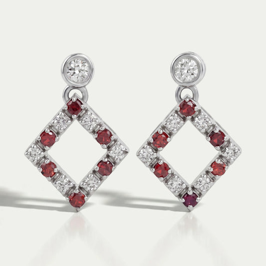 Bezel Set Round Ruby Gemstone Accent Drop Earrings Earring