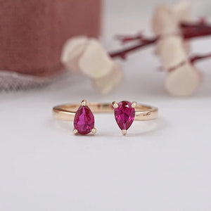 pear gemstone open cuff ring