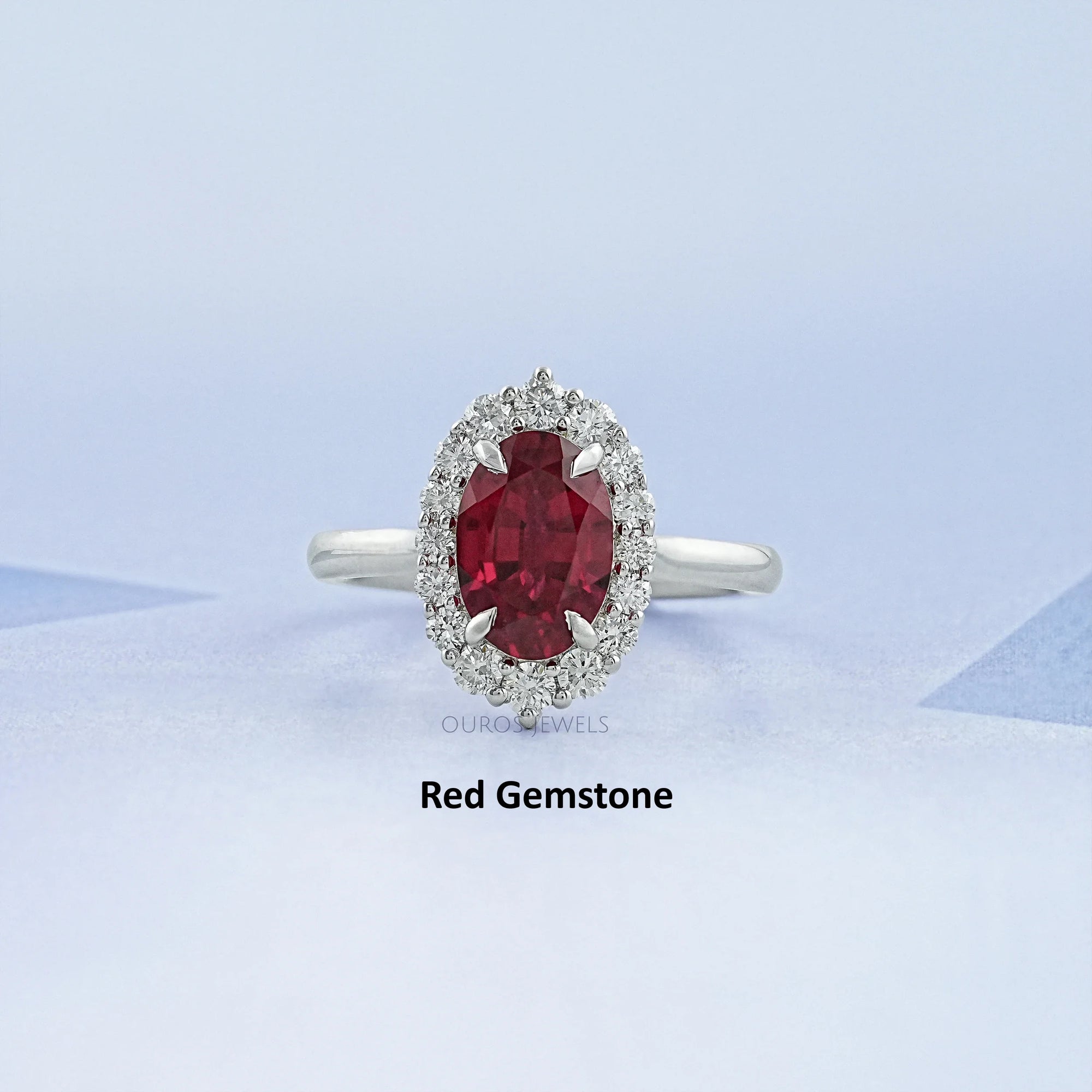 Oval Gemstone Halo Engagement Ring Ring