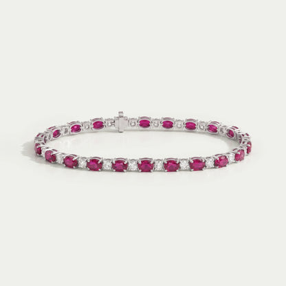 Ruby Oval Gemstone Bracelet