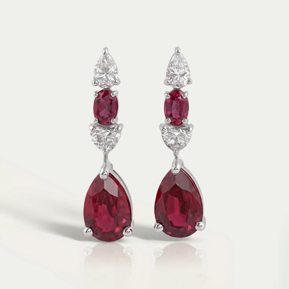Red Ruby Pear Cut Lab Gemstone Drop Dangle Earrings Earring