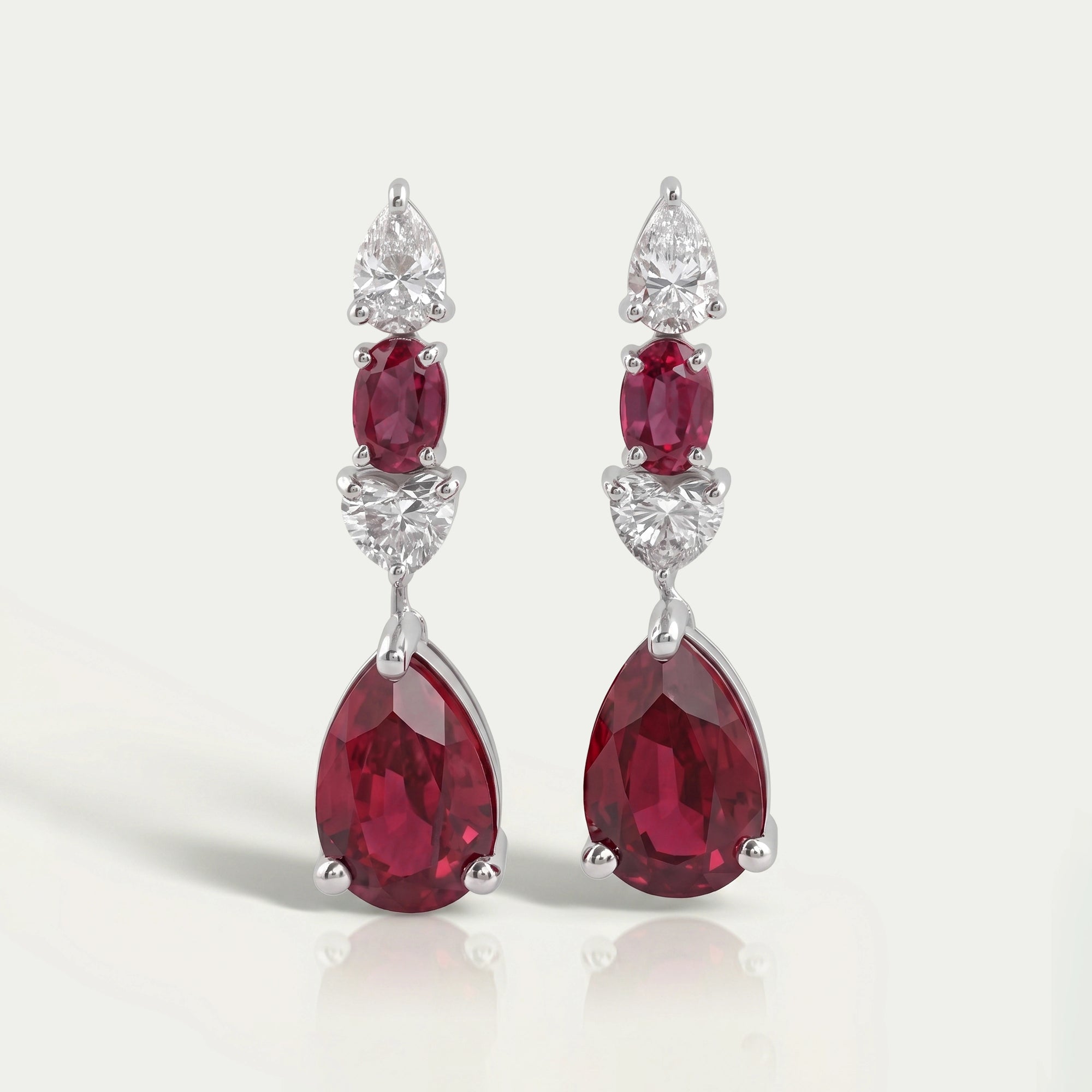 Red Ruby Pear Cut Lab Gemstone Drop Dangle Earrings Earring