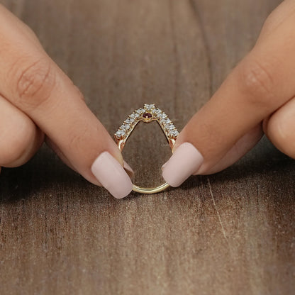 Red Ruby Round Diamond Vanki Ring Ring