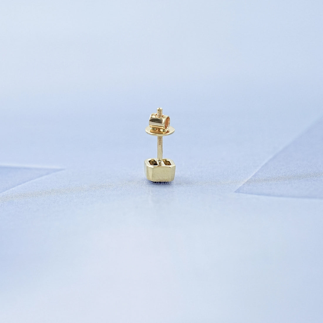 Sapphire Asscher Gemstone Bezel Men's Stud Earring