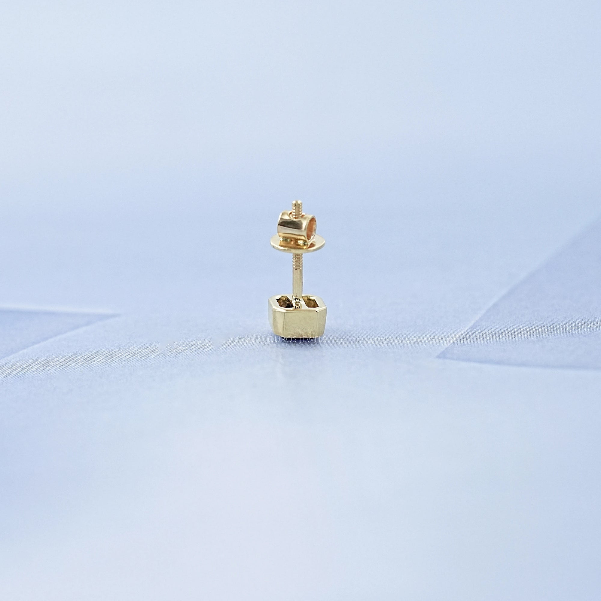 Sapphire Asscher Gemstone Bezel Men's Stud Earring