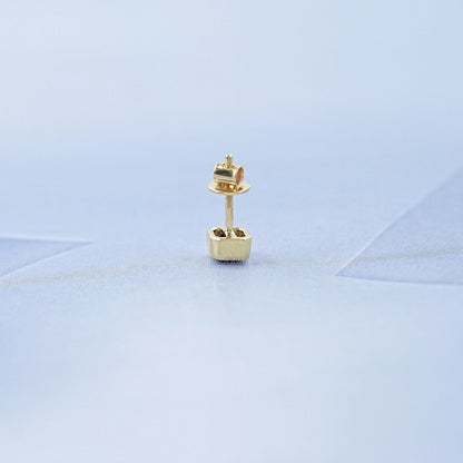 Sapphire Asscher Gemstone Bezel Men's Stud Earring