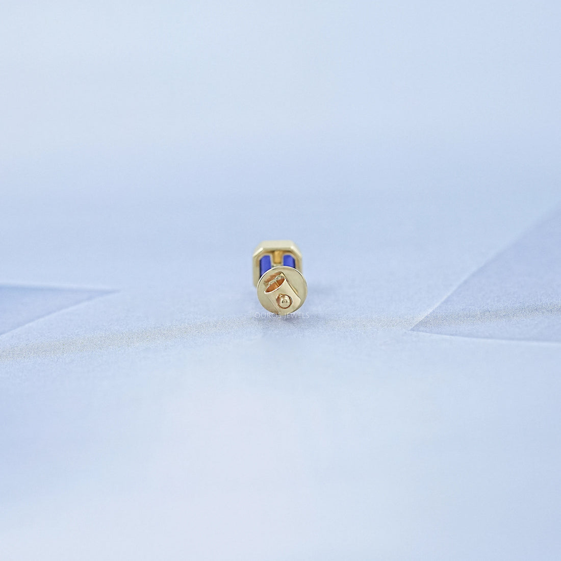 Sapphire Asscher Gemstone Bezel Men's Stud Earring
