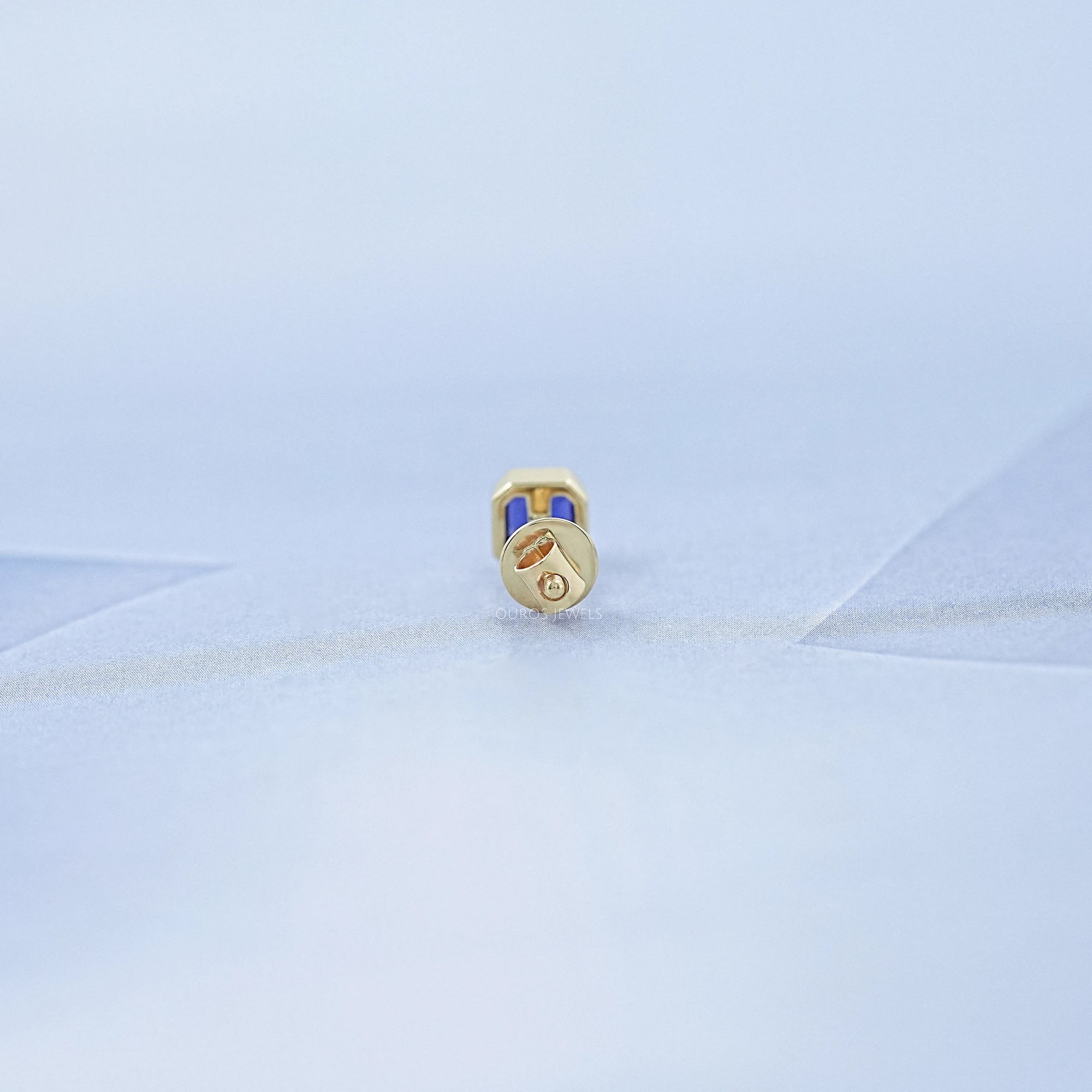 Sapphire Asscher Gemstone Bezel Men's Stud Earring