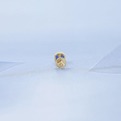 Sapphire Asscher Gemstone Bezel Men's Stud Earring