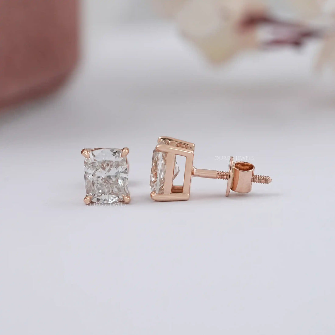 Elongated Cushion Cut Lab Grown Stud Earring