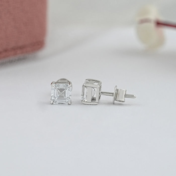 Asscher Cut Diamond Stud Earrings