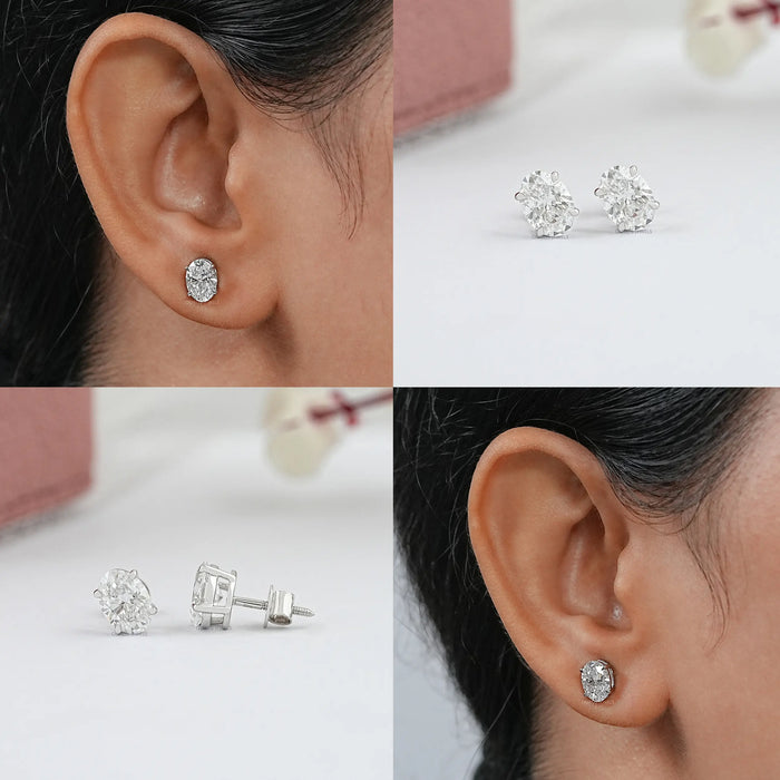 Oval Cut Lab Diamond Stud Earrings